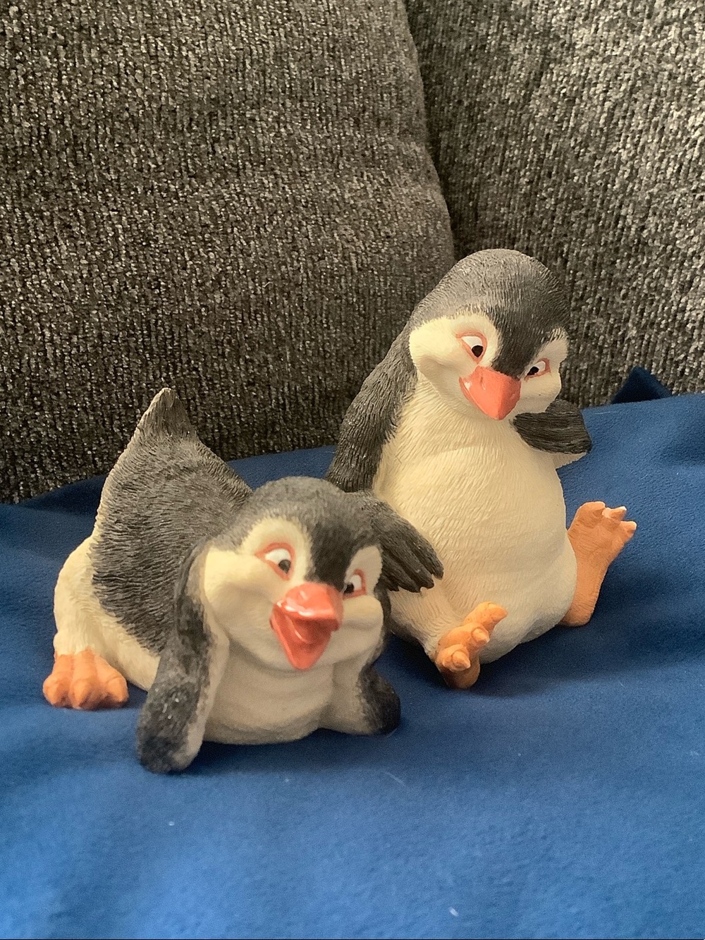 Penguin Figurine Pair with Orange Accents
